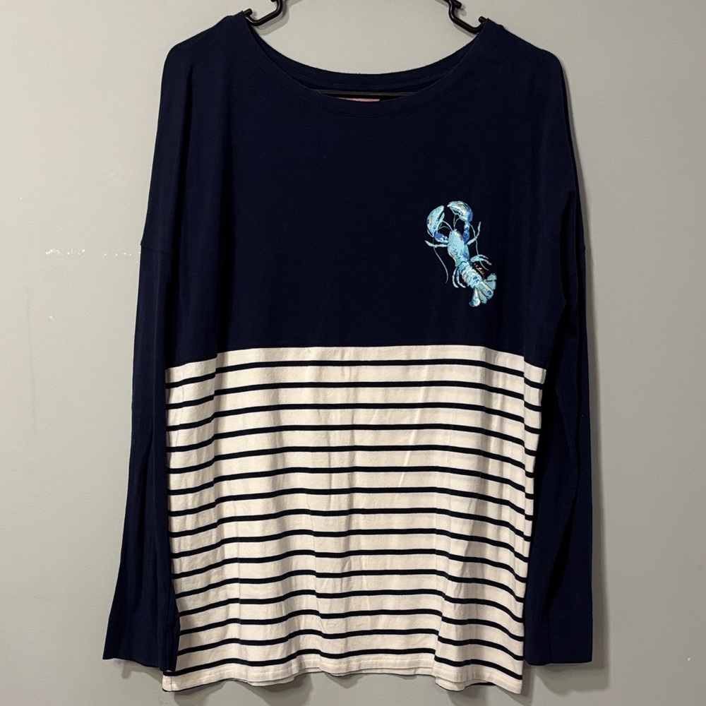 Lilly Pulitzer Nautical‎ Navy and White Striped Lobster Long Sleeve Sailor